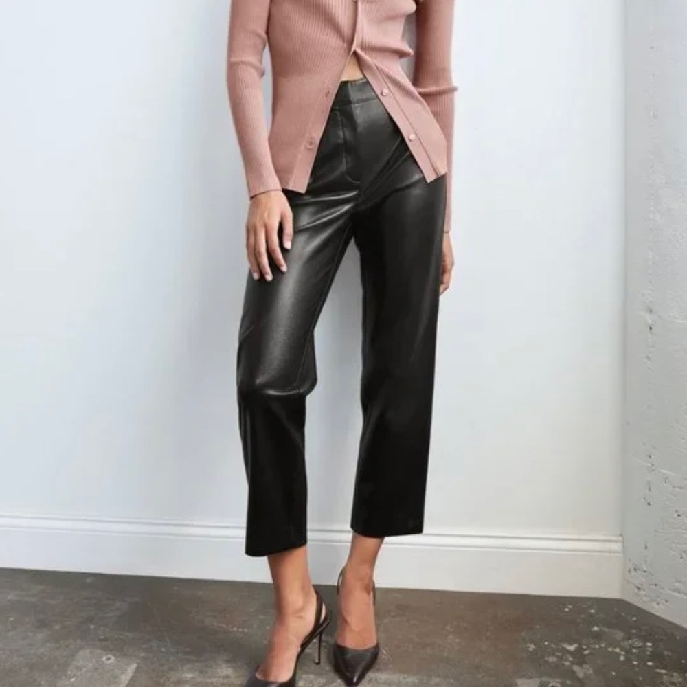 Babaton Command Cropped Vegan Leather Pants Black Size 6